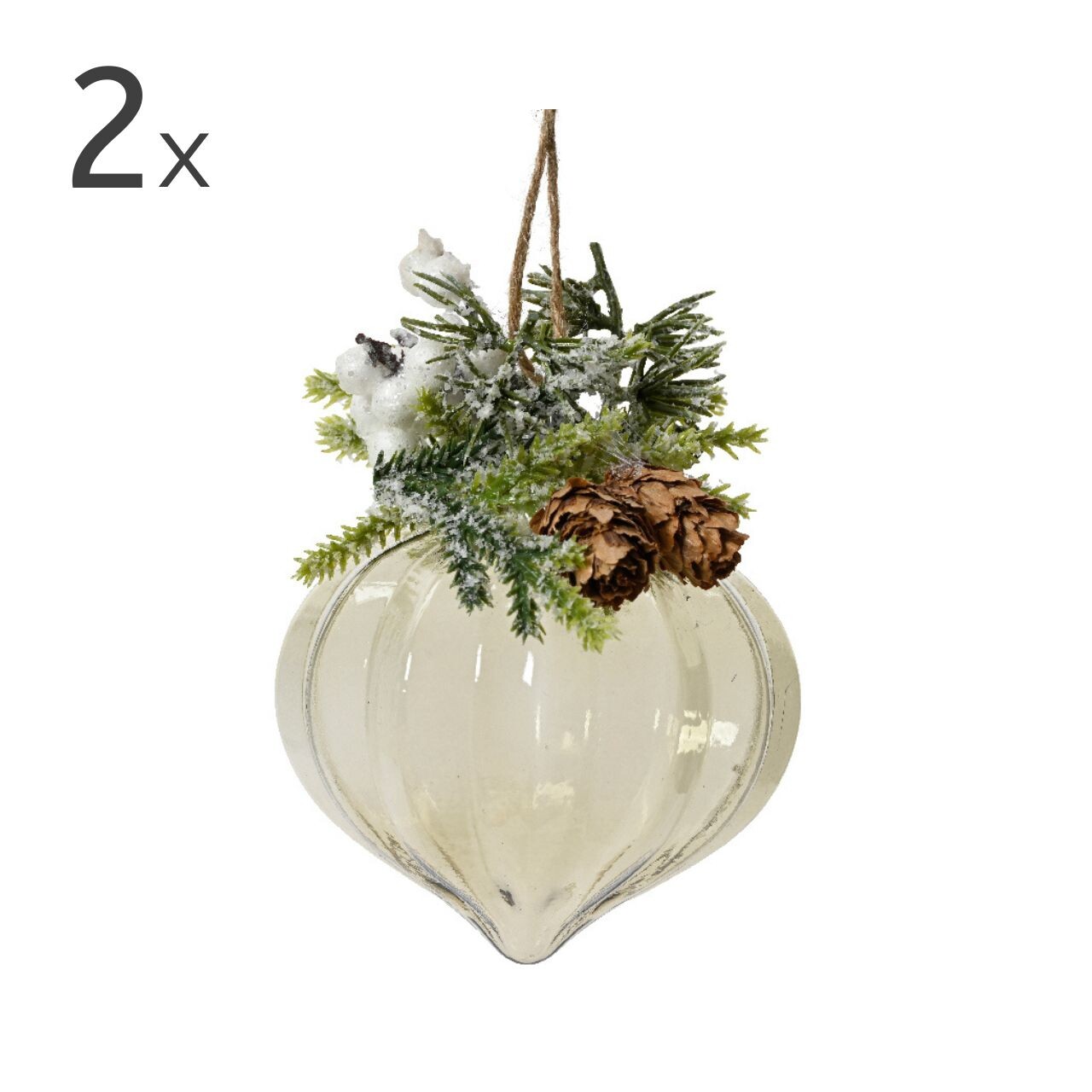 Set 2 globuri Ornament White Mint V2, Decoris, 8 cm, sticla, multicolor