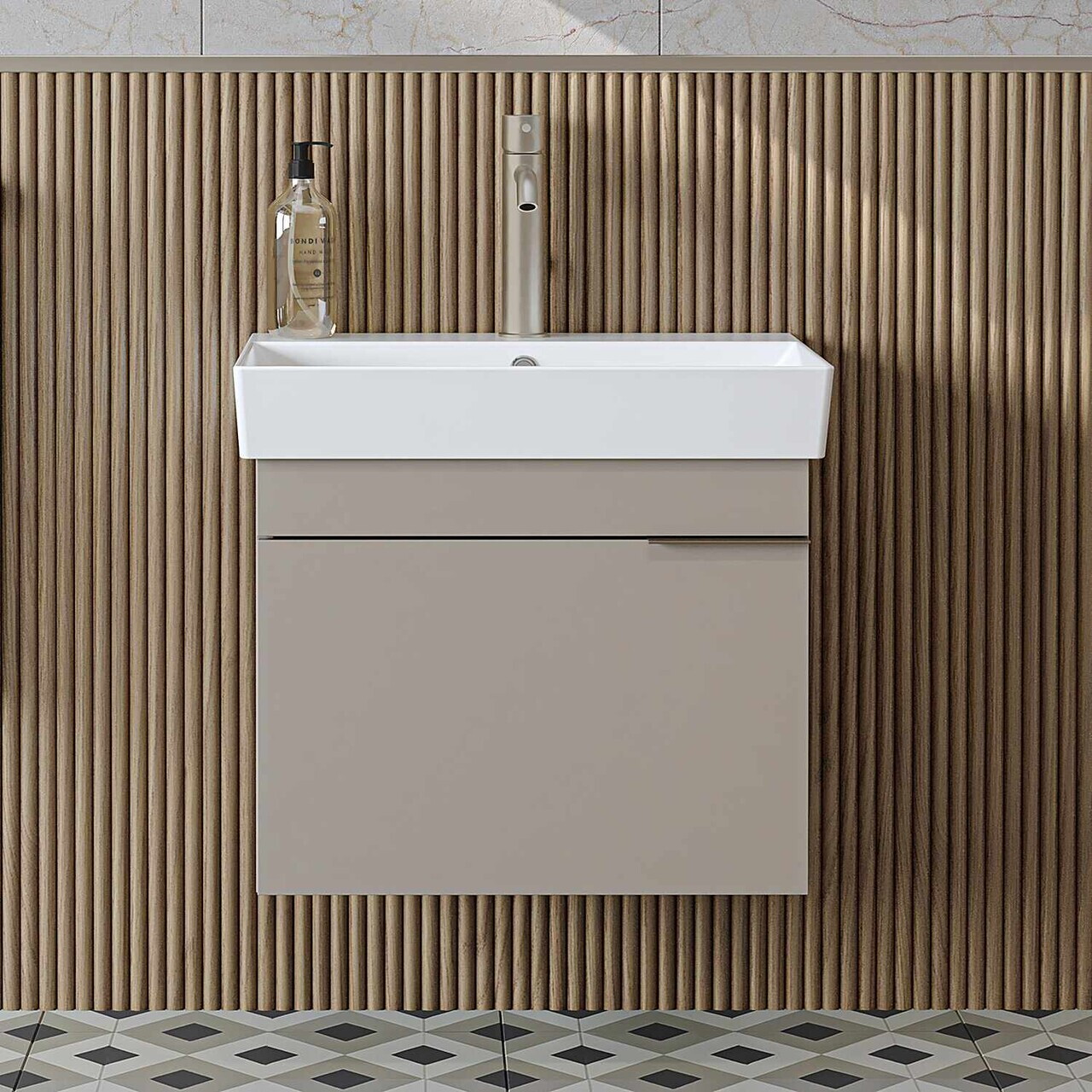 Dulap de baie cu chiuvetă, Hanah Home, Likya 59, 59x54x38.6 cm, PAL, Gresie — imaginea 2