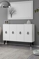 Consola, Hanah Home, 8184KM-32, 120x80x29.6 cm, PAL , White / Black / Silver