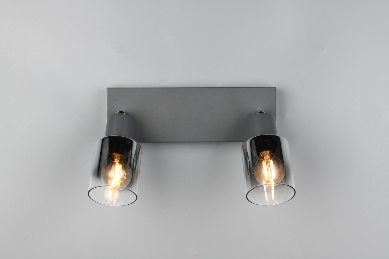 Plafoniera Cadiz, RL, 27.5x8.5x17 cm, 10W, 2x E14, metal, antracit - 2 | YEO