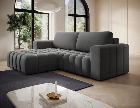 Coltar extensibil stanga 4 locuri ELTAP, Bon-21, Bonett, 250x175x92 cm, lemn/poliester, gri