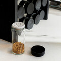 Set 12 recipiente pentru condimente si suport, Otto, Homla, 26x10x21 cm, MDF/sticla/plastic, negru/transparent