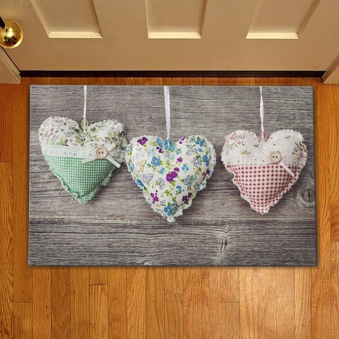 Covoras de intrare three hearts, casberg, 38x58 cm, poliester, multicolor