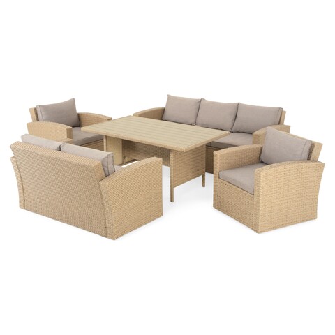 Set mobilier pentru gradina/terasa, Rocco, 5 piese, natur/bej