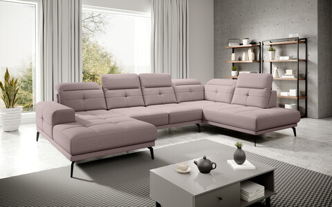 Coltar dreapta 6 locuri ELTAP, RT-101GO, Bretan, 350x205x107 cm, lemn/poliester, roz deschis
