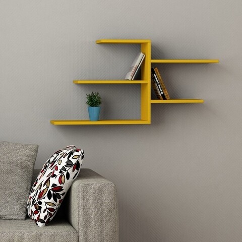 Raft pentru perete Faba, Decortie, 107x22x54 cm, galben mustar