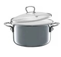 Oala emailata cu capac Optimum, Emalia Olkusz, 3.6 L, otel carbon, gri