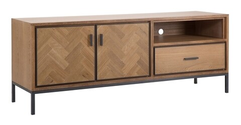 Comoda tv male, mauro ferretti, 153 x 42 x 60 cm, lemn de brad/fier, maro/gri