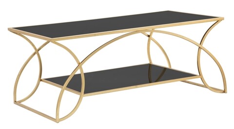 Masuta de cafea sunshine, mauro ferretti, 110x60x45 cm, fier, negru/auriu