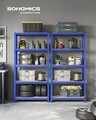 Set 2 rafturi modulare pentru depozitare, Songmics, max 875 kg, 90x40x180 cm, MDF/otel, albastru