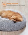Pat pentru caini si pisici Fluffy Donut, Feandrea, husa lavabila, marimea M, max 11 kg, Ø60 x 20 cm, gri deschis