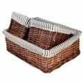 Set 3 cosuri din rachita Stripes, Jocca, rachita/poliester, alb/natur