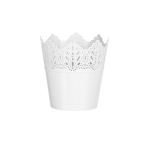 Ghiveci Koronka dantelat 16,5 cm, plastic, alb
