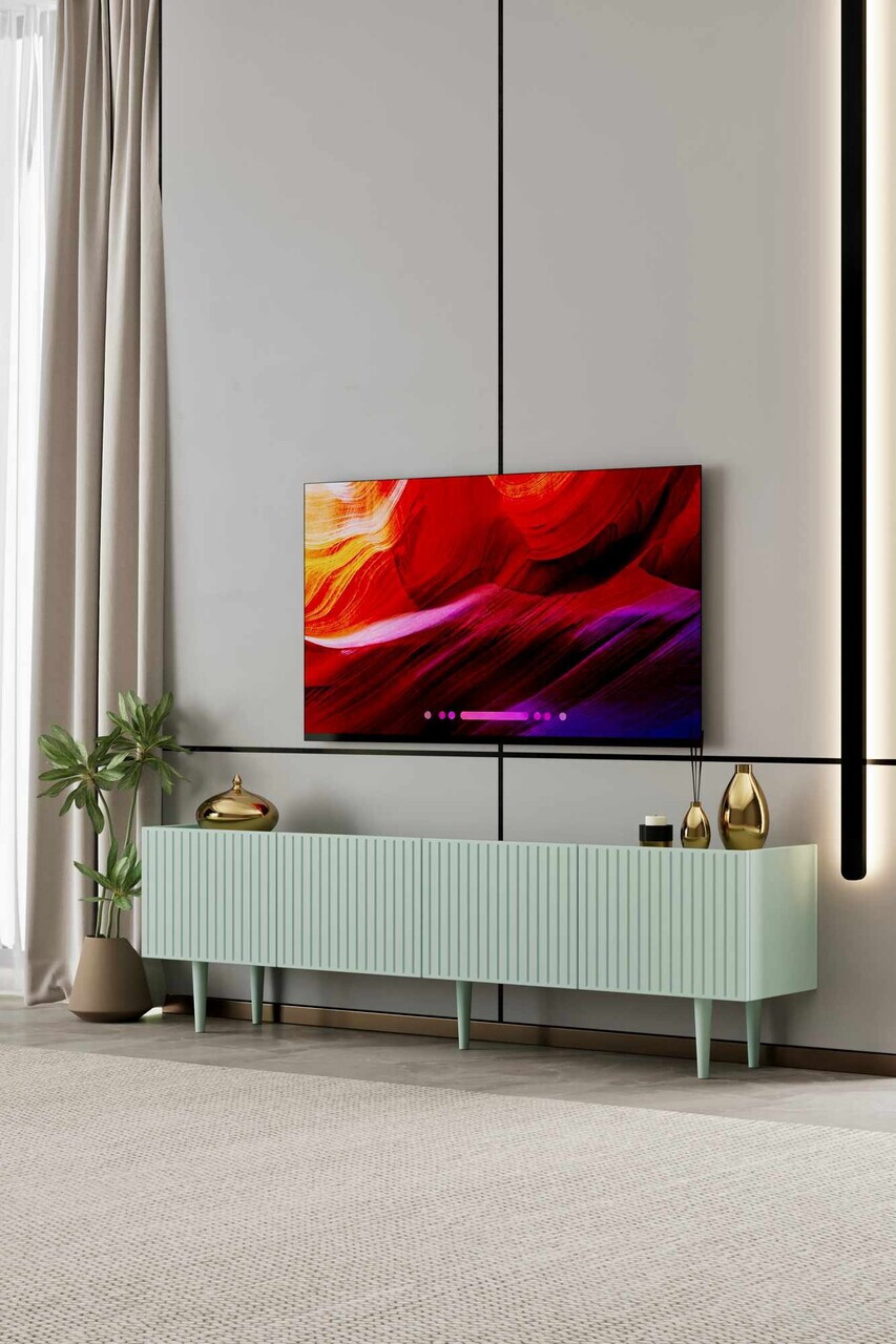 Comoda TV, Hanah Home, Capella 160, 160x50x29 cm, MDF, Verde menta - view 2