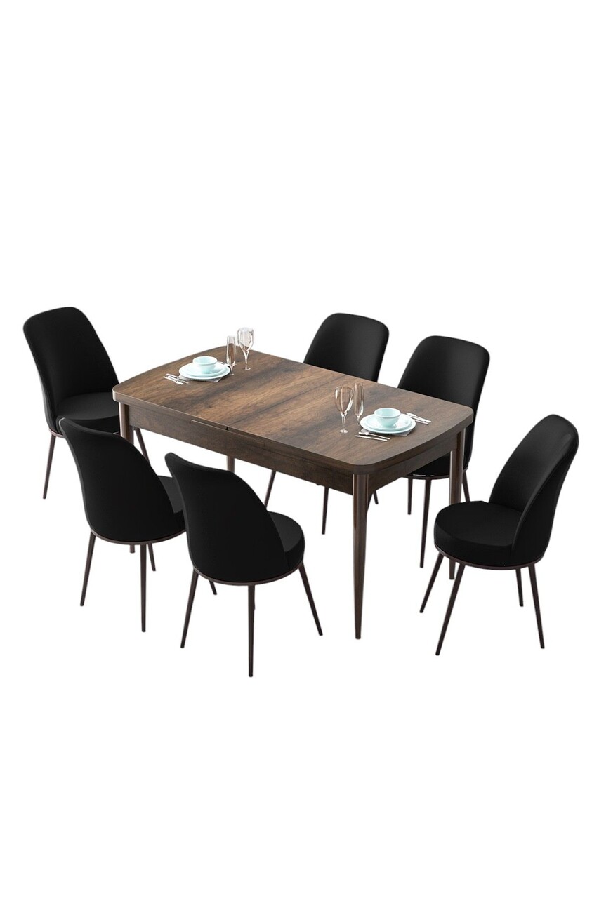 Set masa extensibila si scaune, Hanah Home, Zen, Baroc / Negru - view 2