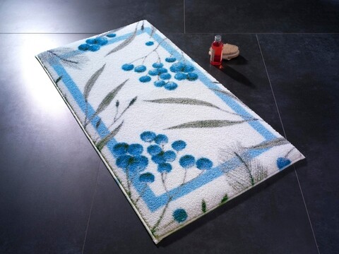 Covoras de baie allium, confetti, 80x140 cm, albastru