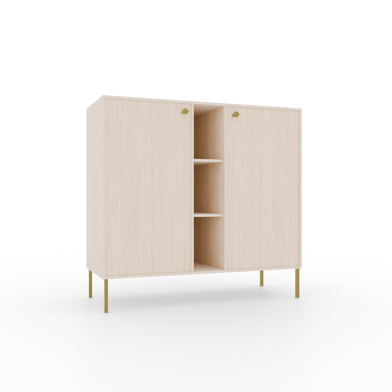 Comoda ADRK, Tili 2D 3P, 100.2x40.8x95 cm, PAL laminat, bej — imaginea 2