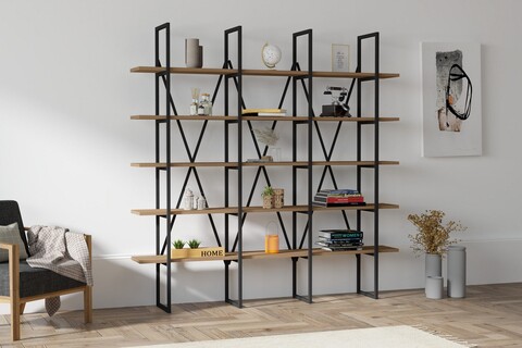 Biblioteca beylerbeyi, puqa design, 160x26x160 cm, maro/negru