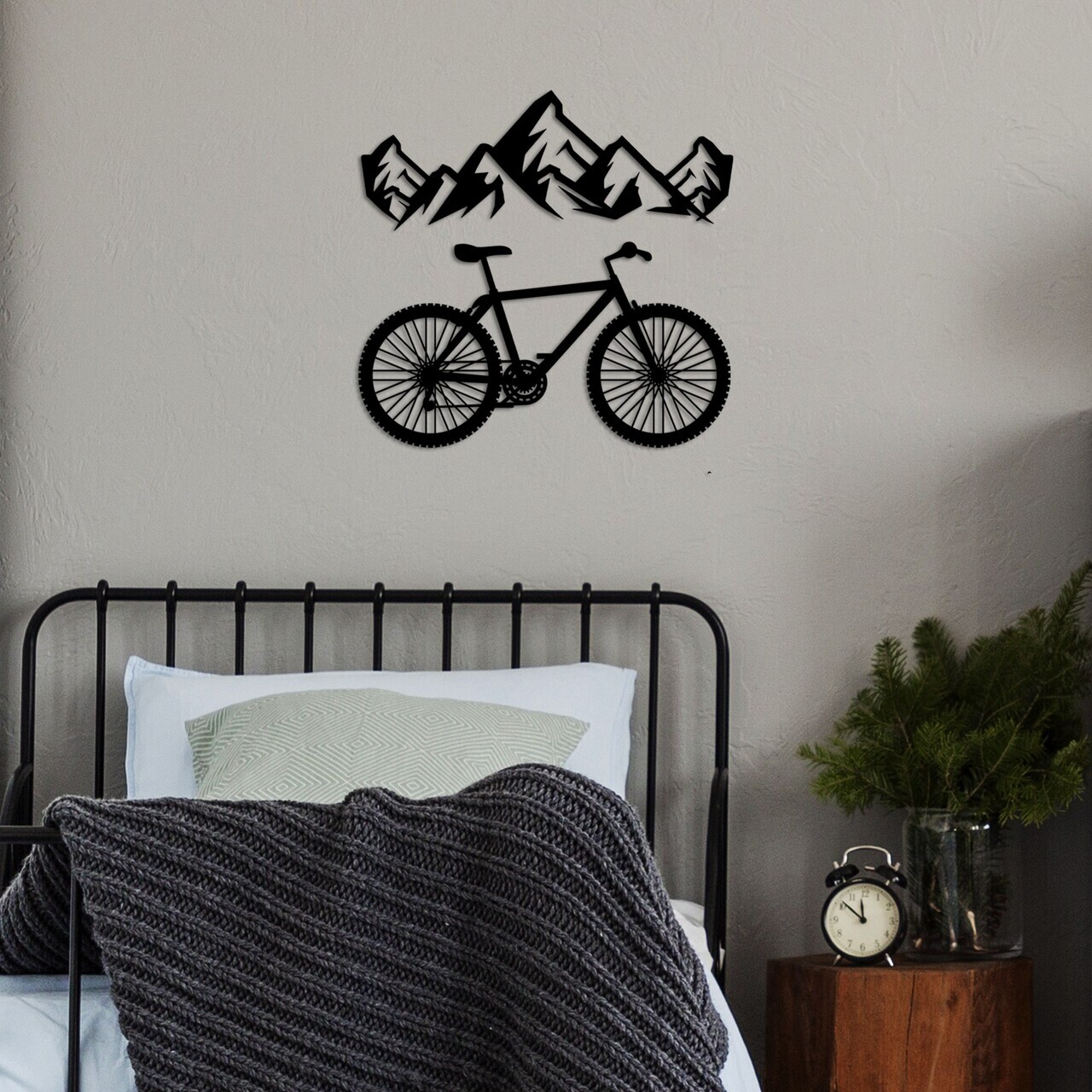 Decoratiune de perete, Mountain And Bicycle, Dimensiune: 50 x 18 cm (1 bucată), Negru — imaginea 3