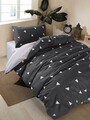 Lenjerie de pat pentru o persoana, Geometrik - Grey, Eponj Home, 65% bumbac/35% poliester