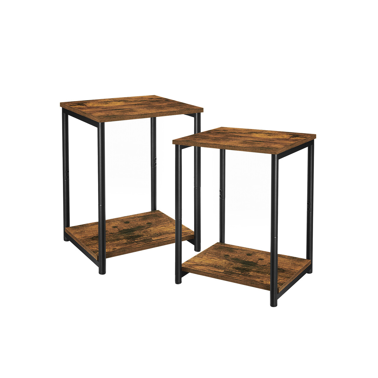 Set 2 masute, Vasagle, 40x30x50 cm, PAL/otel, maro rustic - imagine 3