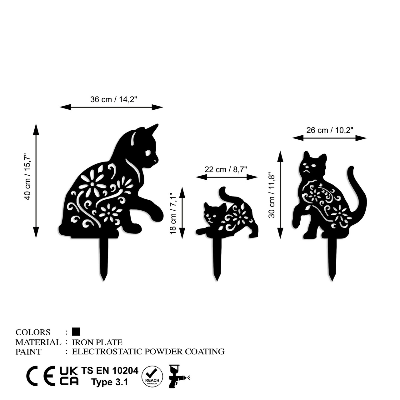 Obiect decorativ de grădină, Fam 02, Negru - imagine 6