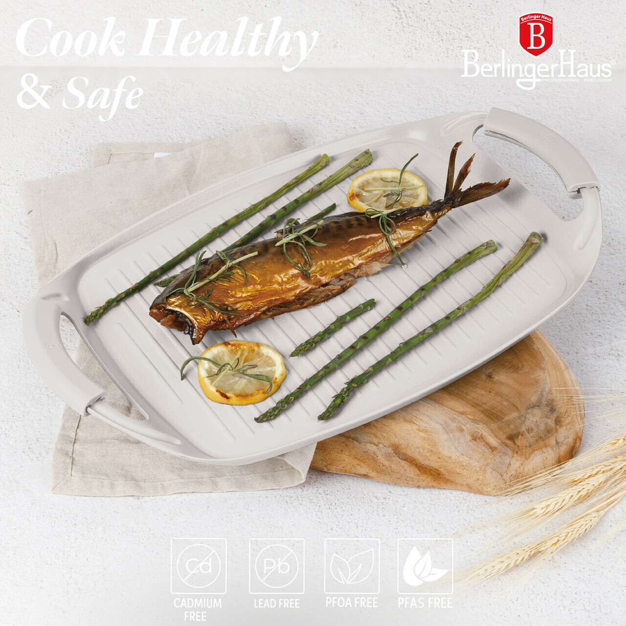 Tava grill Berlinger Haus, Sahara, 47x29 cm, aluminiu forjat, crem mat - imagine 11