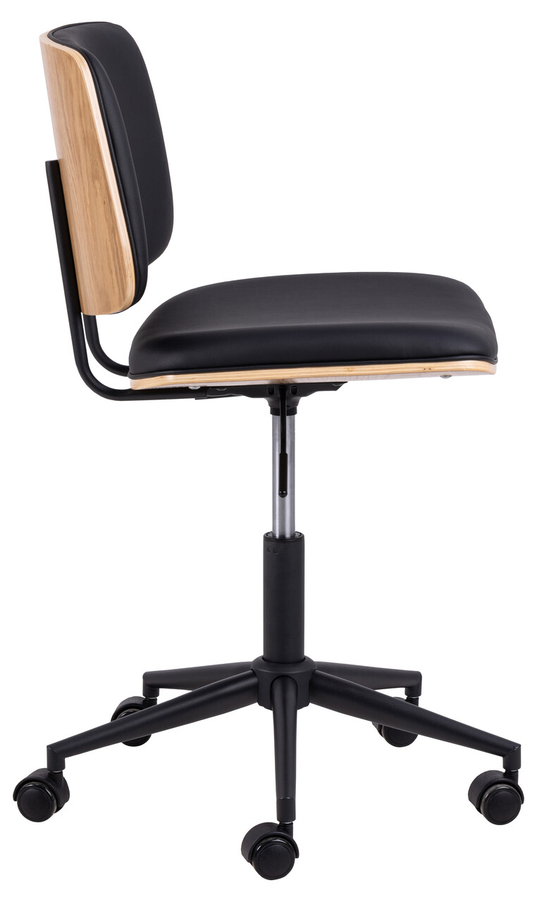 Scaun de birou Owen, Actona, 48.5x54x91 cm, rotativ, piele ecologica/otel, negru - view 6