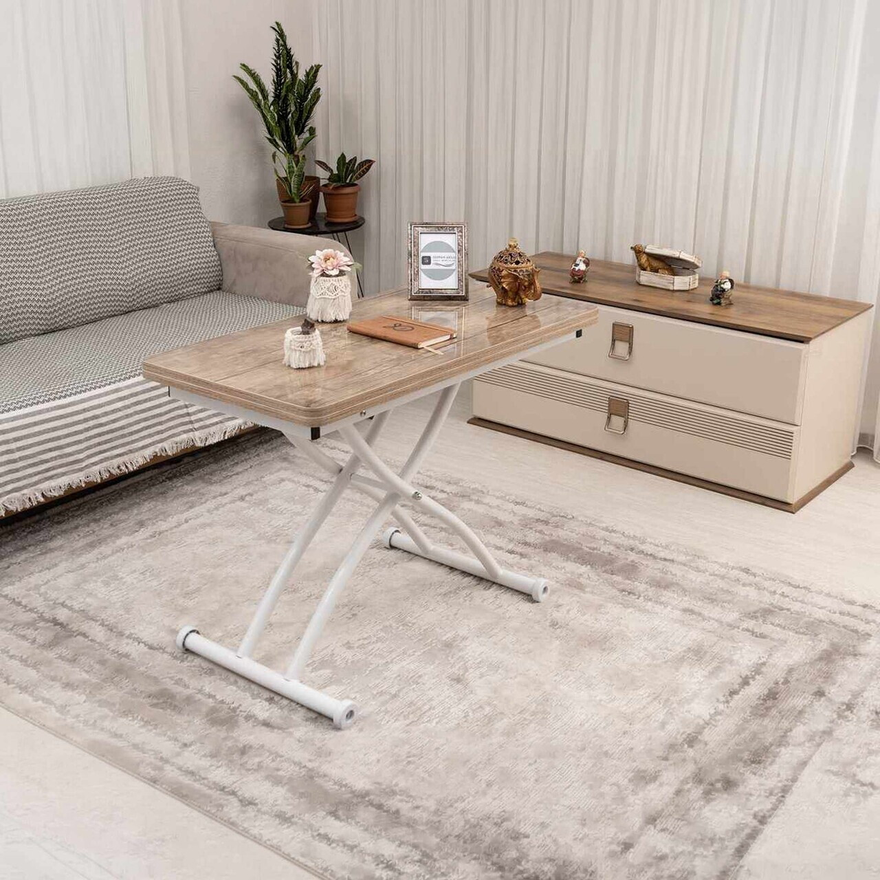Masuta de cafea, Hanah Home, Mini Juppo Ext, MDF, Antic / Alb — imaginea 2