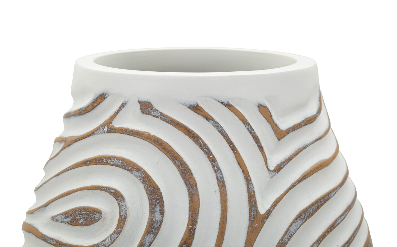 Vaza decorativa, Mauro Ferretti, Oblix, 19.5x35 cm, polirasina, alb decolorat - imagine 3