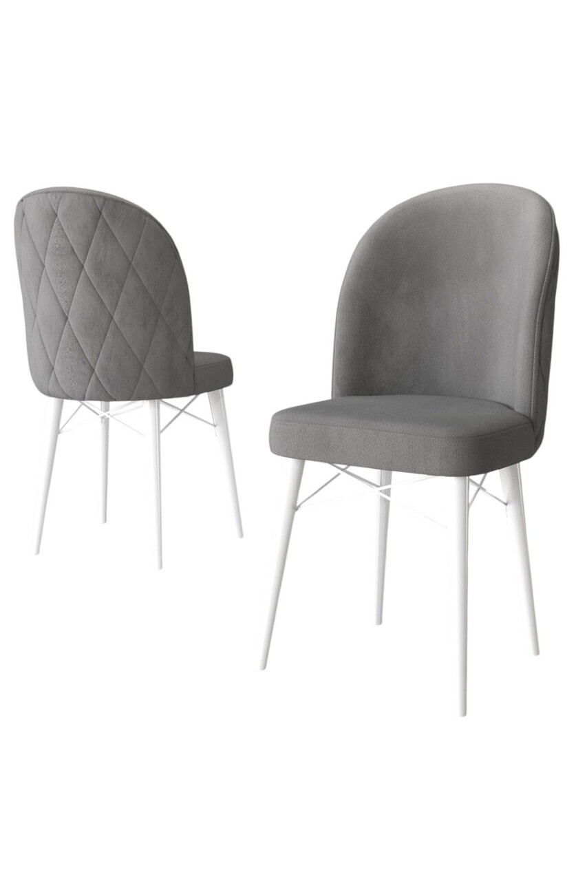 Set scaune 4 piese, Hanah Home, Bika, Gri/Alb — imaginea 2