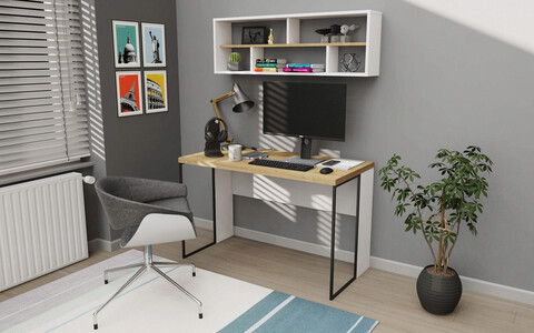 Birou, retricy, bronx, 120x59.6x114.2 cm, pal, stejar / alb