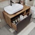 Dulap de baie cu chiuvetă, Hanah Home, 2515, MDF, Pin Atlantic / Antracit