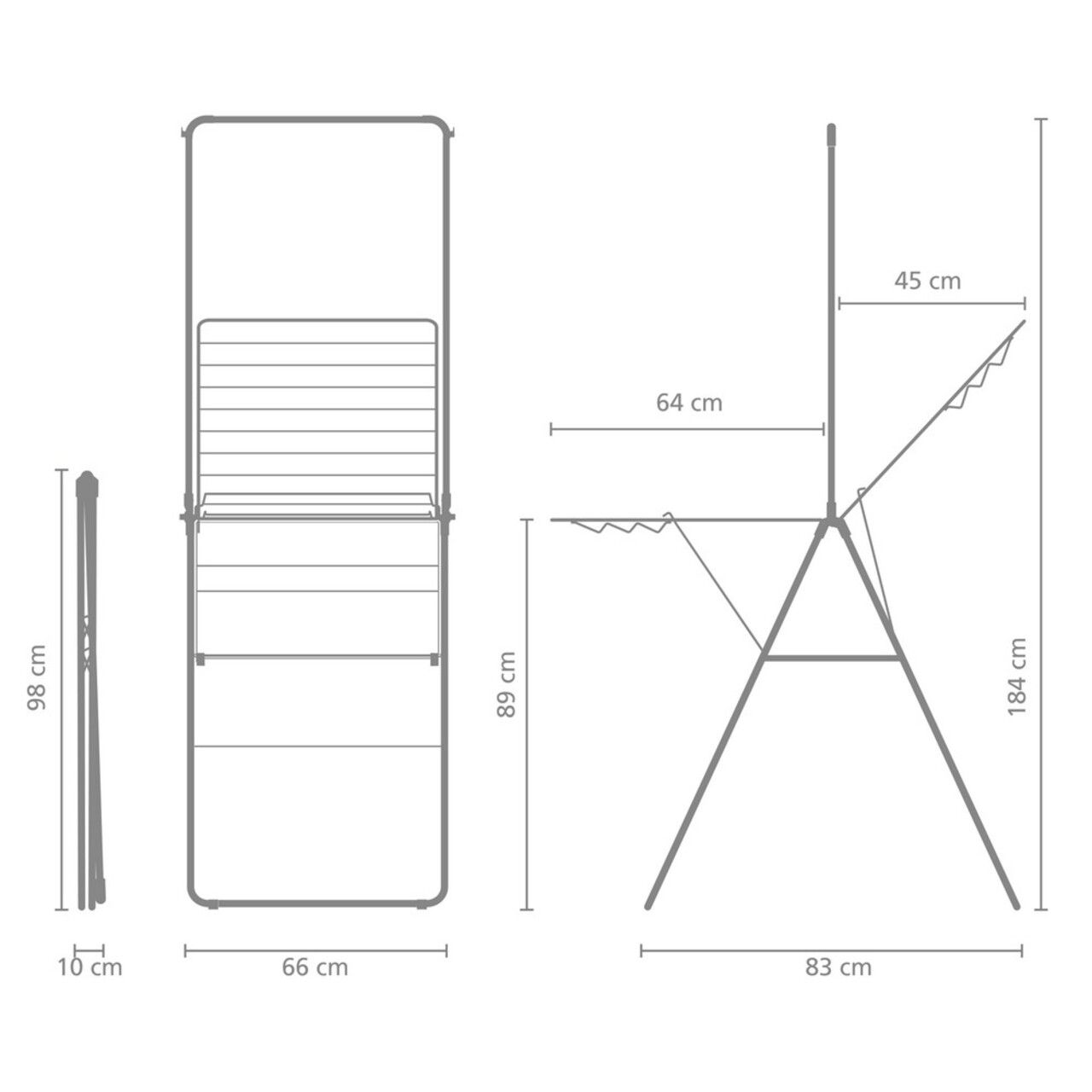 Uscator de rufe cu suport umerase, Brabantia, Hangon Matt, 20 m capacitate de uscare, otel, negru mat