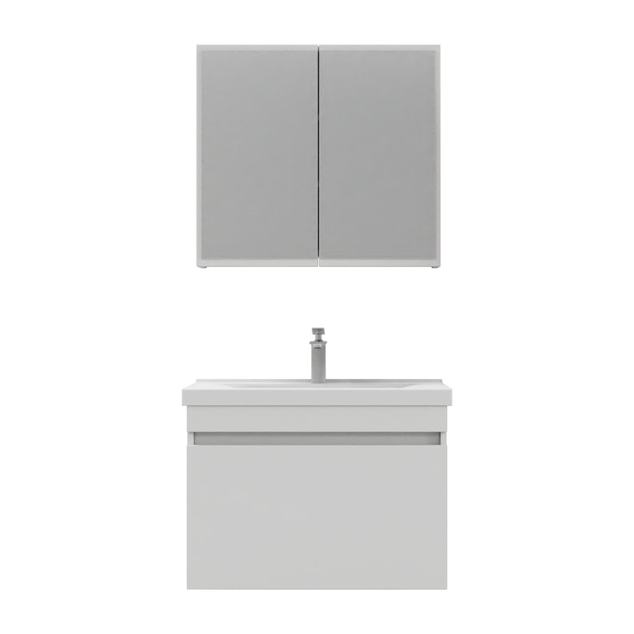 Set mobilier de baie (2 piese), Hanah Home, Bellezza 80, Alb mat - view 5