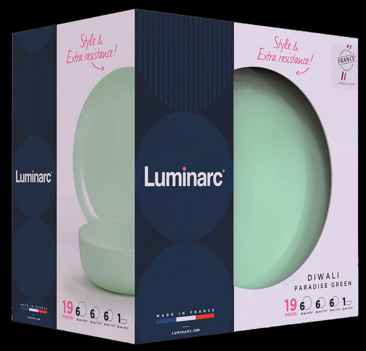 Serviciu de masa 19 piese, Luminarc, Diwali Paradise, sticla securizata, verde - view 6