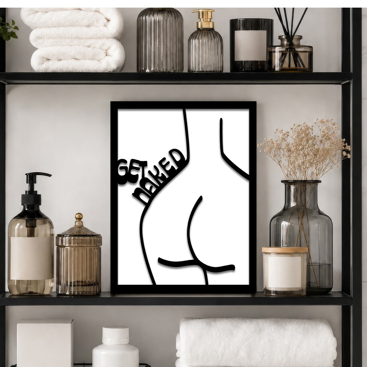 Tablou decorativ, Get Naked, Dimensiune: 20 x 25 cm, Alb/Negru