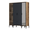 Dulap pentru haine, Hommy Craft, Kumsal PTR, 160x47.5x201.4 cm, PAL, Nuc / Antracit