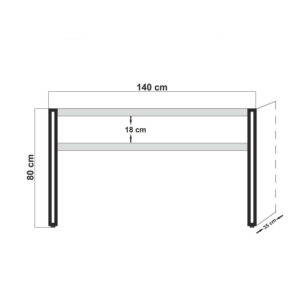 Consola Cosmo Dresuar, Sapphire, 140x35x80 cm, natural/negru