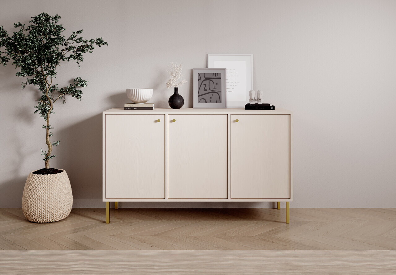 Comoda ADRK, Tili 3D, 124.5x40.8x73.9 cm, PAL laminat, bej