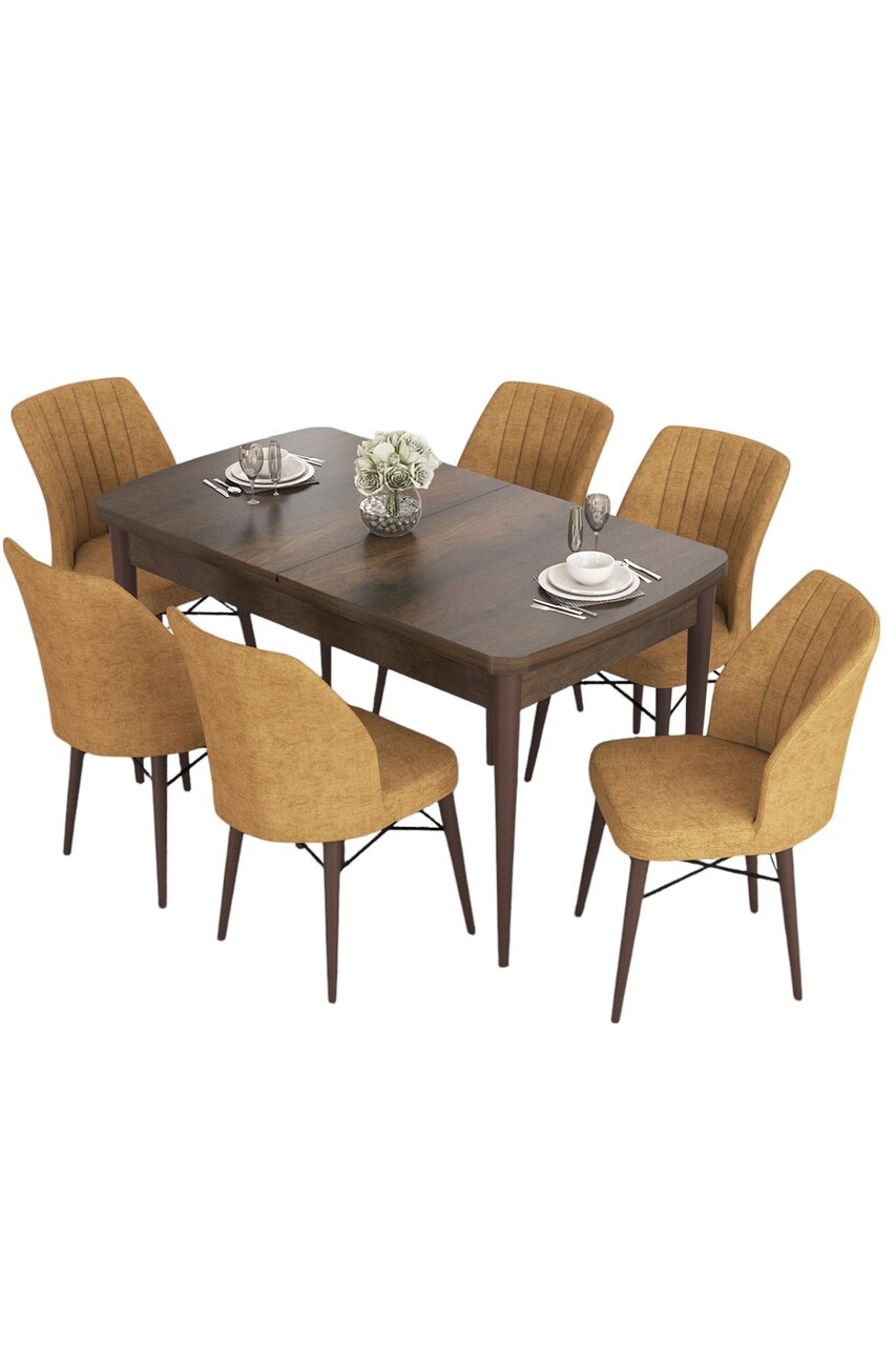 Set masa extensibila si scaune, Hanah Home, Eva, Baroc / Cappuccino - view 2
