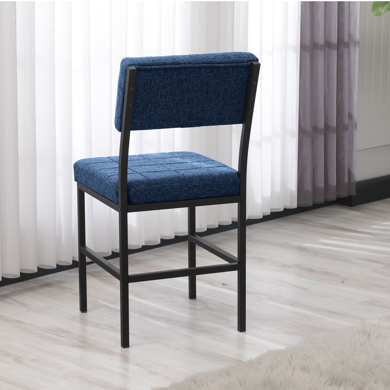 Scaun, Hanah Home, Dubai, 40x82x40 cm, Albastru navy - view 4