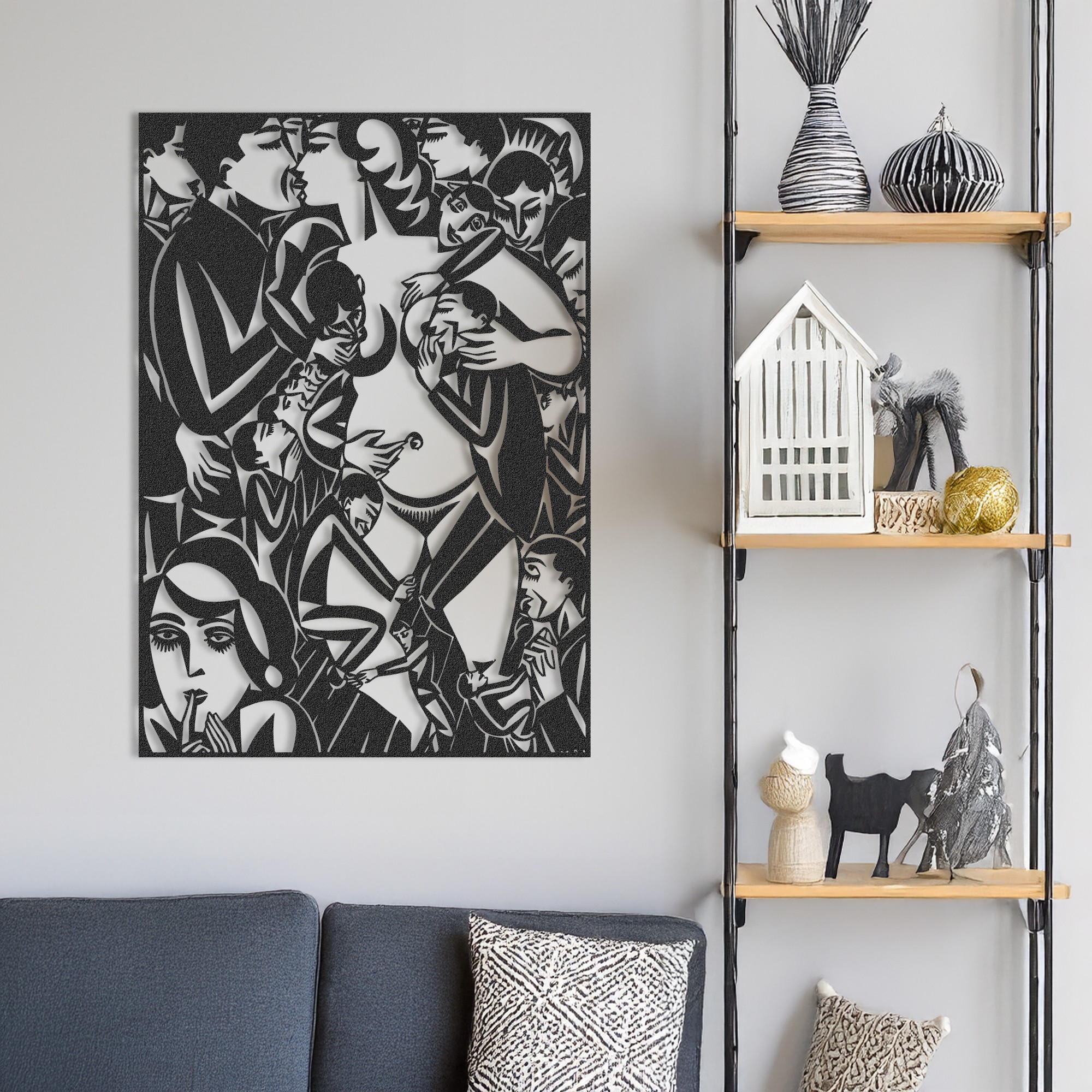 Decoratiune de perete, RT-NMD-009, Dimensiuni: 58,5 x 41 cm, Negru
