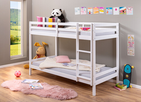 Pat supraetajat pentru camera copilului, 90x200 cm, Small Cloud, Inter Link, lemn, alb