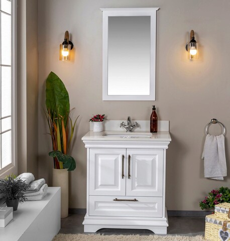 Set mobilier de baie (2 piese), jussara, huron 30, alb