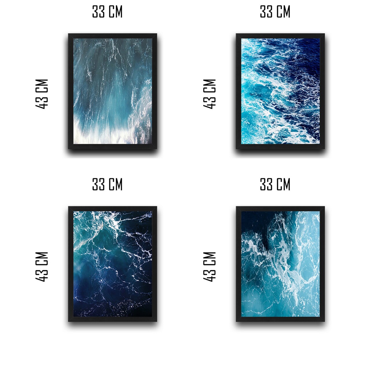 Set 4 tablouri decorative, Waves Set 1, PAL, Hartie, Multicolor