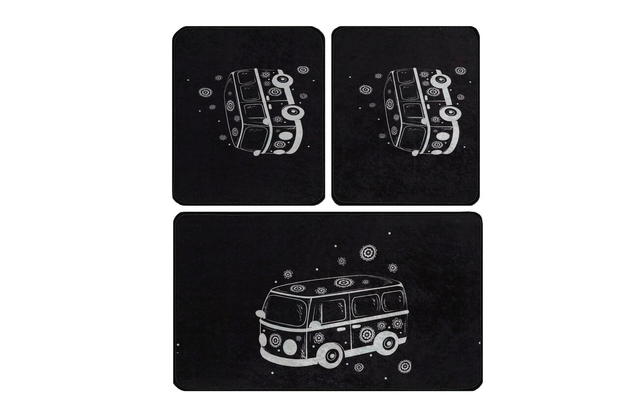 Set covoraș de baie (3 bucăți), Chilai, Bus, Catifea, Multicolor - 2 | YEO