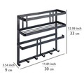 Suport multifunctional pentru bucatarie, Wenko, Gala, 30 x 9 x 33 cm, metal, negru