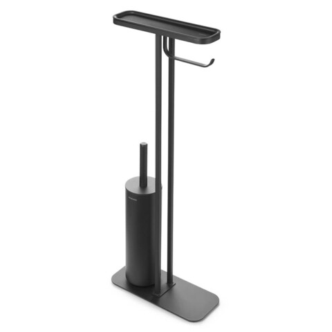 Suport hartie igienica si perie toaleta, Brabantia, MindSet Infinite Grey, 29x12.5x75.5 cm, otel, gri