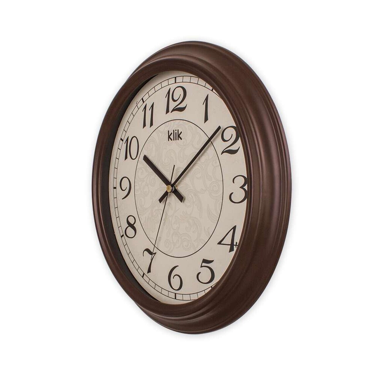 Ceas de perete decorativ, Alfa, 90% PLASTIC/10% STICLĂ, Dimensiune: 31 x 31 cm, Maro — imaginea 3